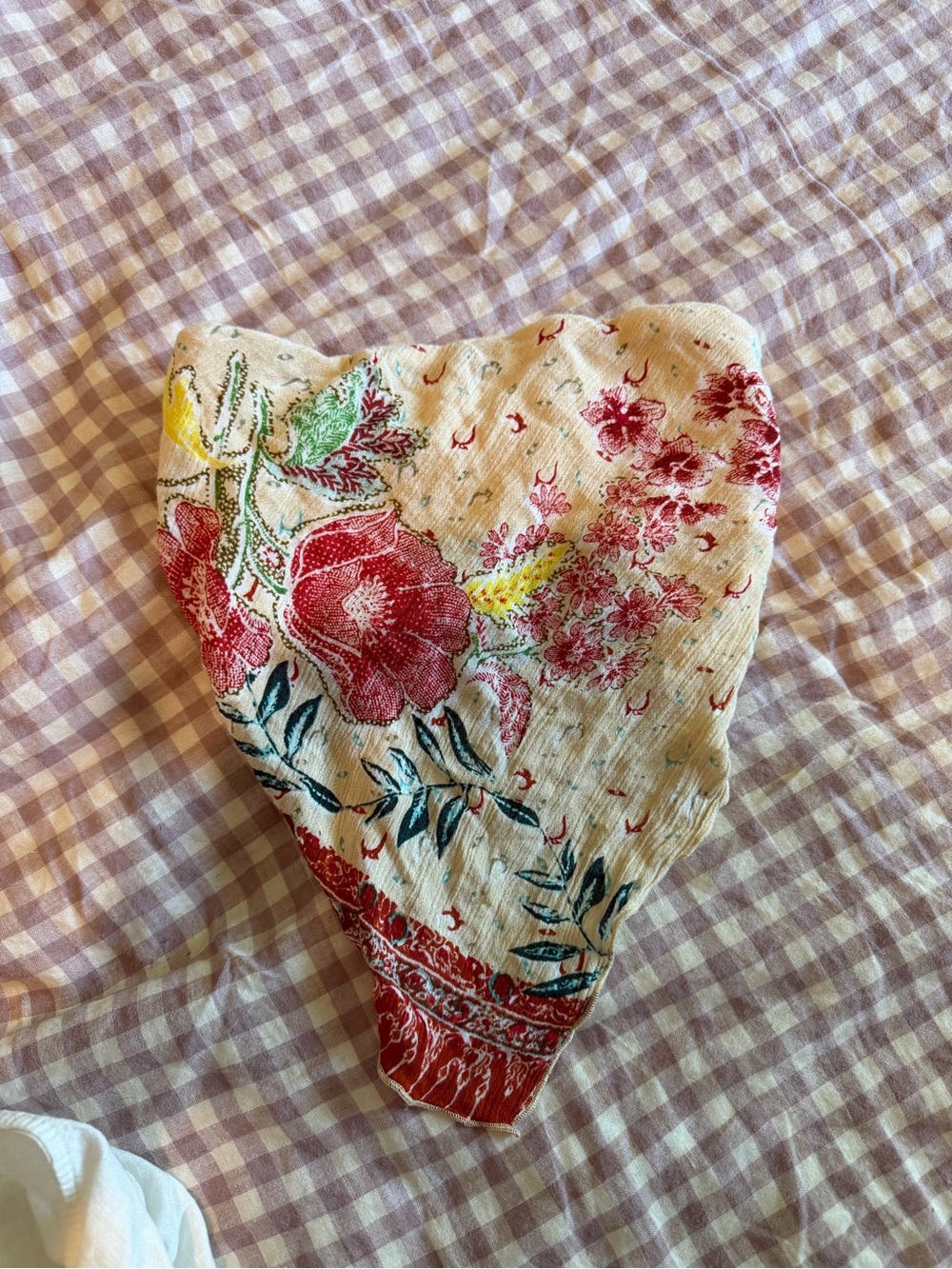 Free People Floral Strapless Bandeau in Cream, Red, Green